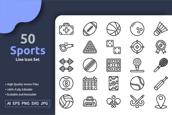 A Practical Review: The 50 Vector Sports Line Icon Set for Embroidery