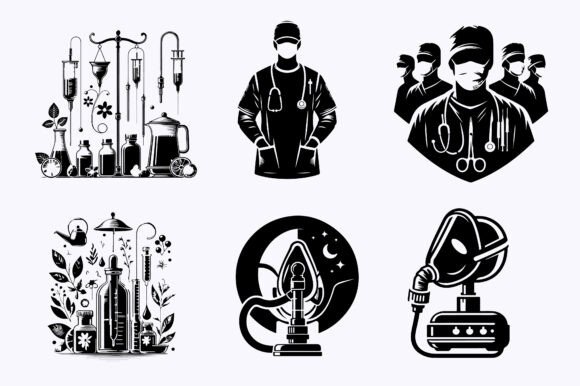An Embroidered Look at Creative Medical Instruments Vector Art