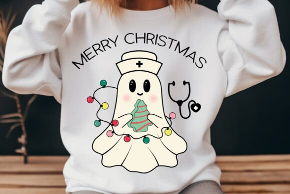 Evaluating the Nurse Ghost Christmas Retro Design for Embroidery